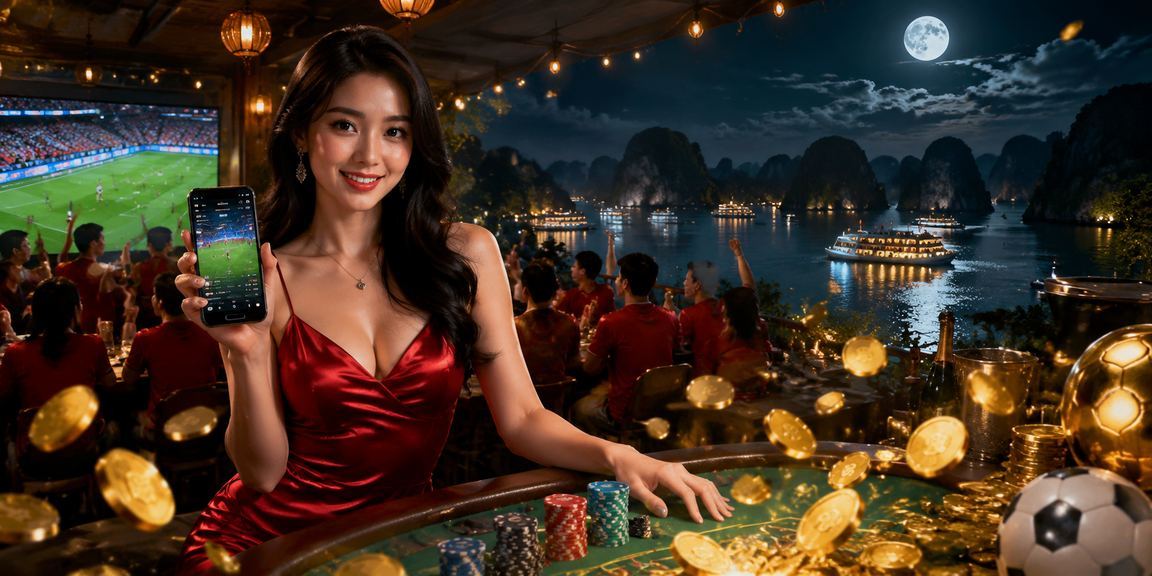 Người dùng tại vịnh Hạ Long xem kèo thể thao và đặt cược qua điện thoại di động