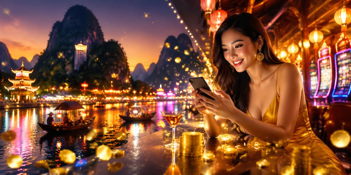 Người chơi mobile casino tại chợ đêm Ninh Bình với ánh đèn lung linh